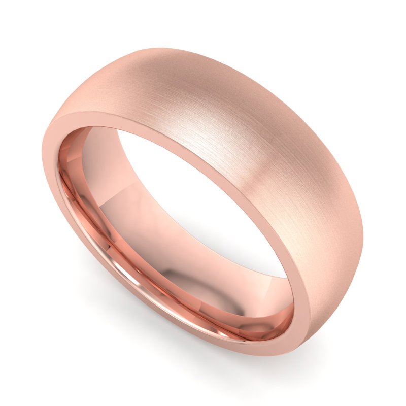 14k Rose Gold 6mm Satin Heavy Dome Comfort Fit Band