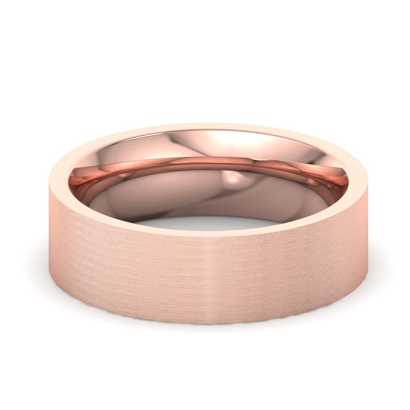 14k Rose Gold 6mm Satin Heavy Flat Comfort Fit Band