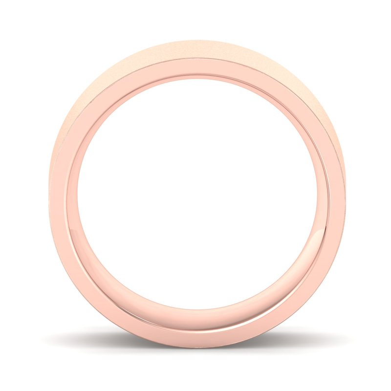 14k Rose Gold 6mm Satin Heavy Flat Comfort Fit Band