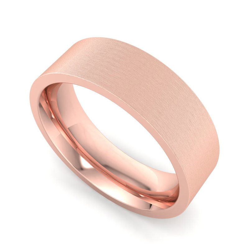 14k Rose Gold 6mm Satin Heavy Flat Comfort Fit Band