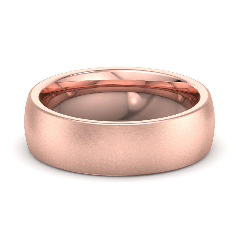 14k Rose Gold 6mm Satin Heavy Low Dome Comfort Fit Band
