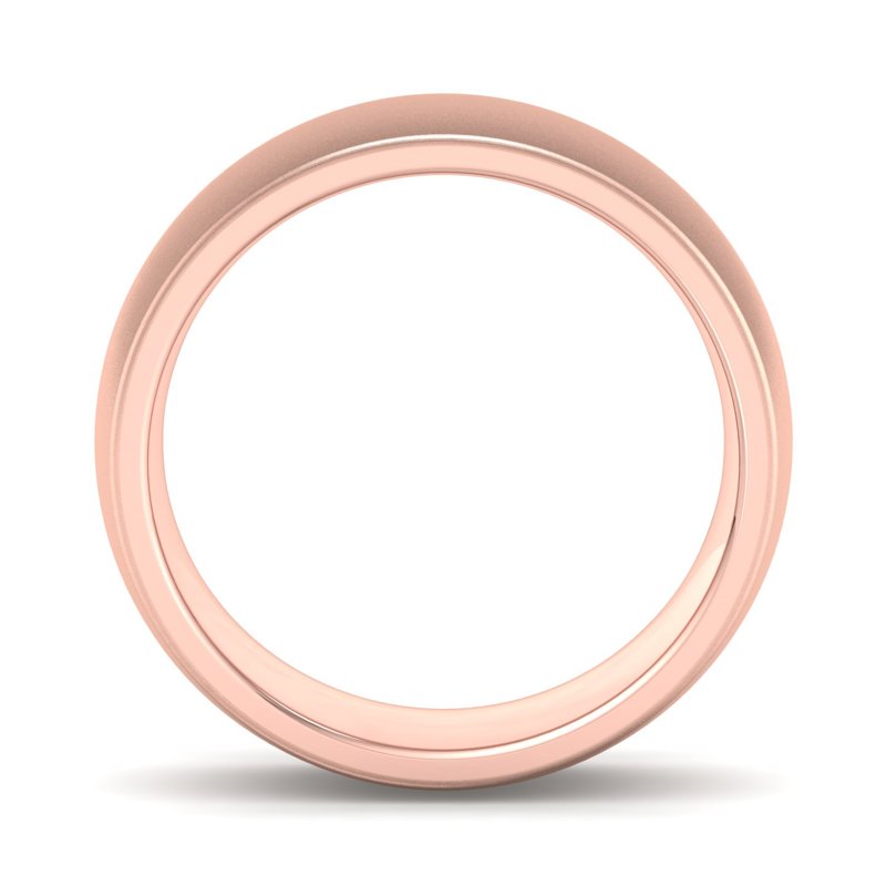 14k Rose Gold 6mm Satin Heavy Low Dome Comfort Fit Band
