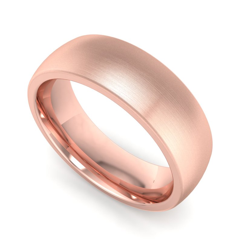 14k Rose Gold 6mm Satin Heavy Low Dome Comfort Fit Band