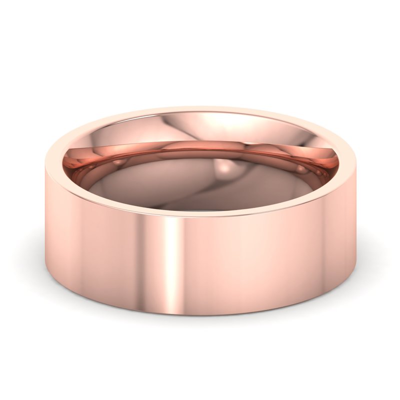 14k Rose Gold 7mm Heavy Flat Comfort Fit Band