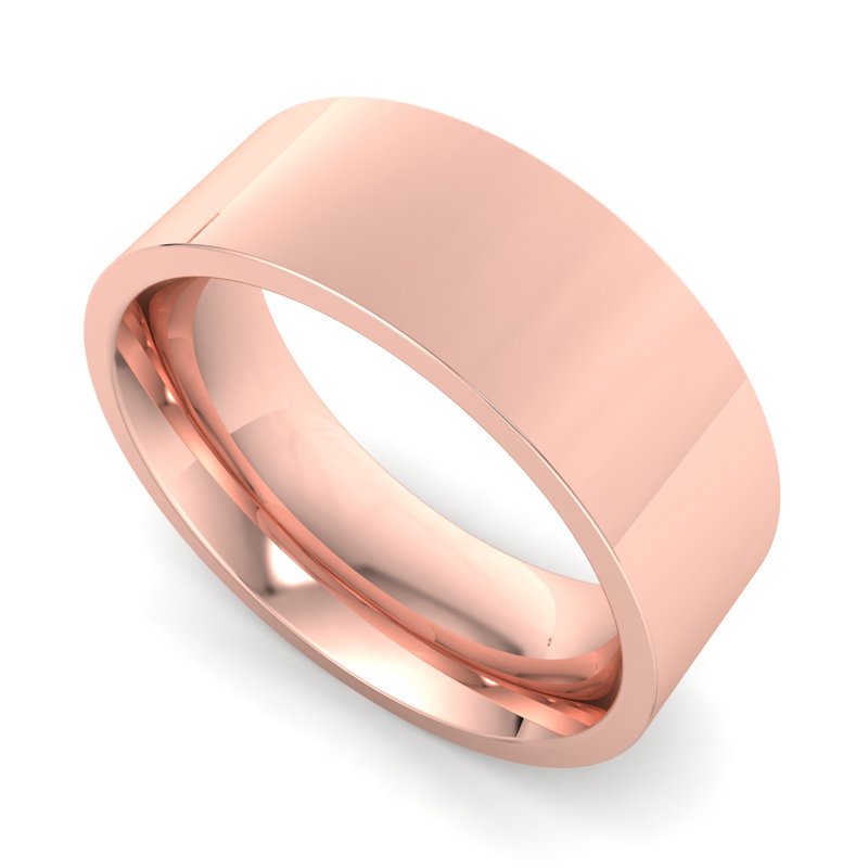 14k Rose Gold 7mm Heavy Flat Comfort Fit Band