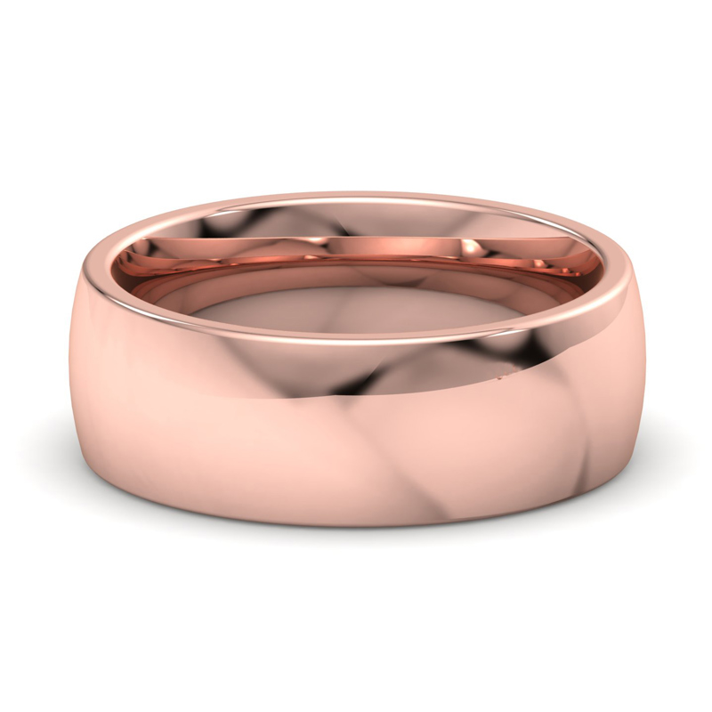 14k Rose Gold 7mm Heavy Low Dome Comfort Fit Band