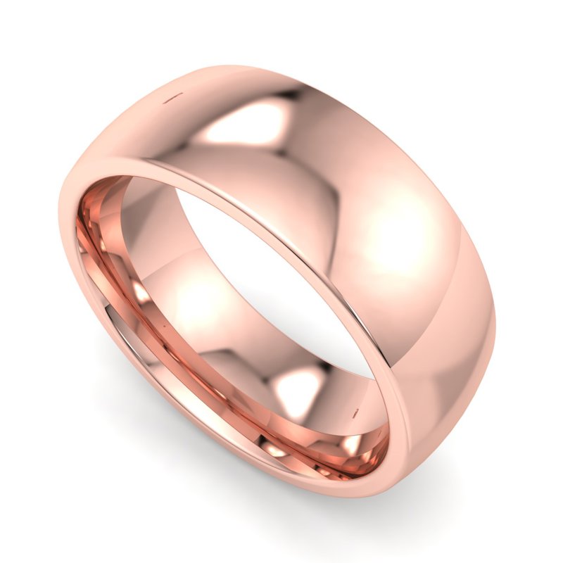 14k Rose Gold 7mm Heavy Low Dome Comfort Fit Band