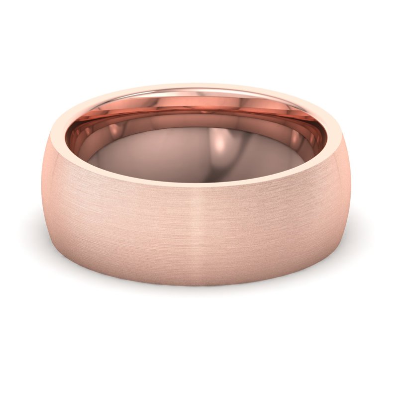 14k Rose Gold 7mm Satin Heavy Dome Comfort Fit Band