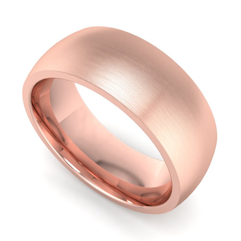 14k Rose Gold 7mm Satin Heavy Dome Comfort Fit Band