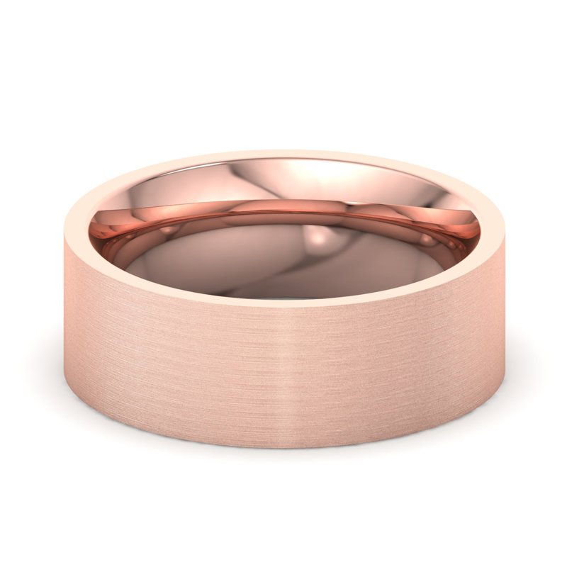 14k Rose Gold 7mm Satin Heavy Flat Comfort Fit Band