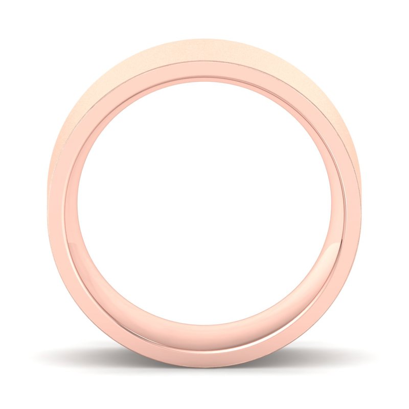 14k Rose Gold 7mm Satin Heavy Flat Comfort Fit Band
