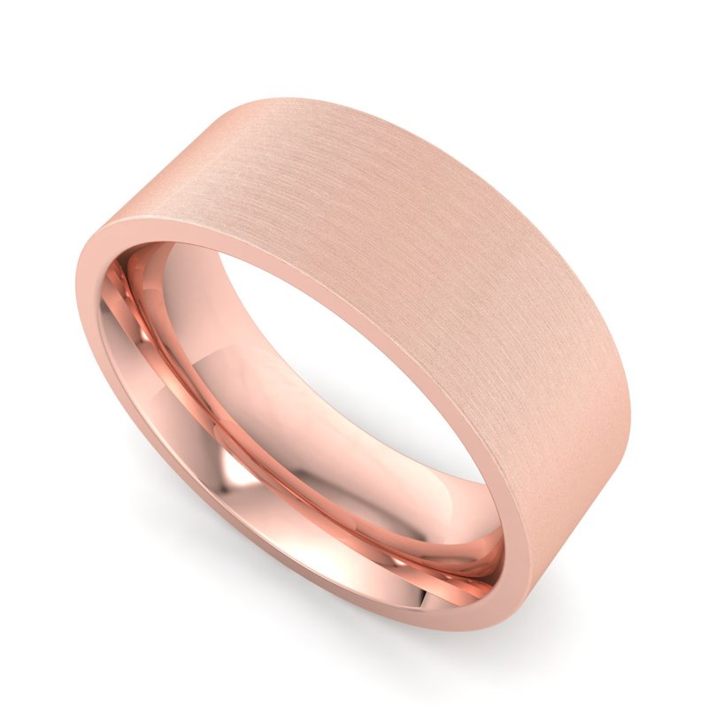 14k Rose Gold 7mm Satin Heavy Flat Comfort Fit Band
