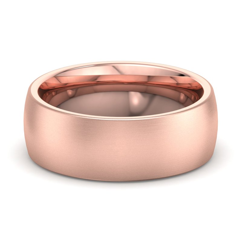 14k Rose Gold 7mm Satin Heavy Low Dome Comfort Fit Band