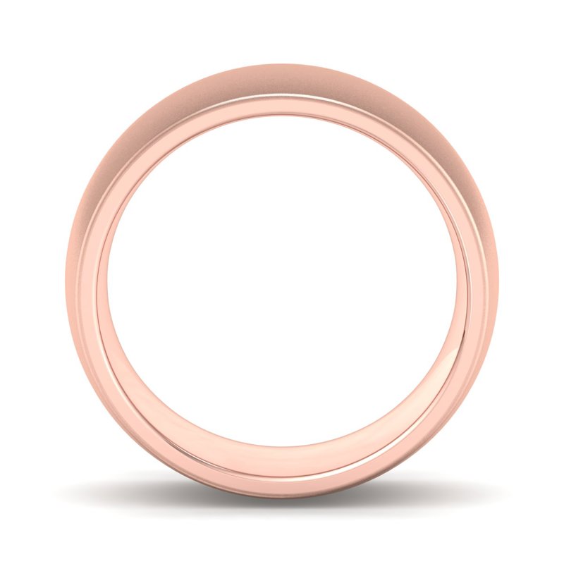 14k Rose Gold 7mm Satin Heavy Low Dome Comfort Fit Band
