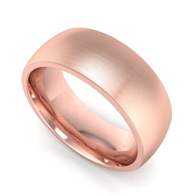 14k Rose Gold 7mm Satin Heavy Low Dome Comfort Fit Band