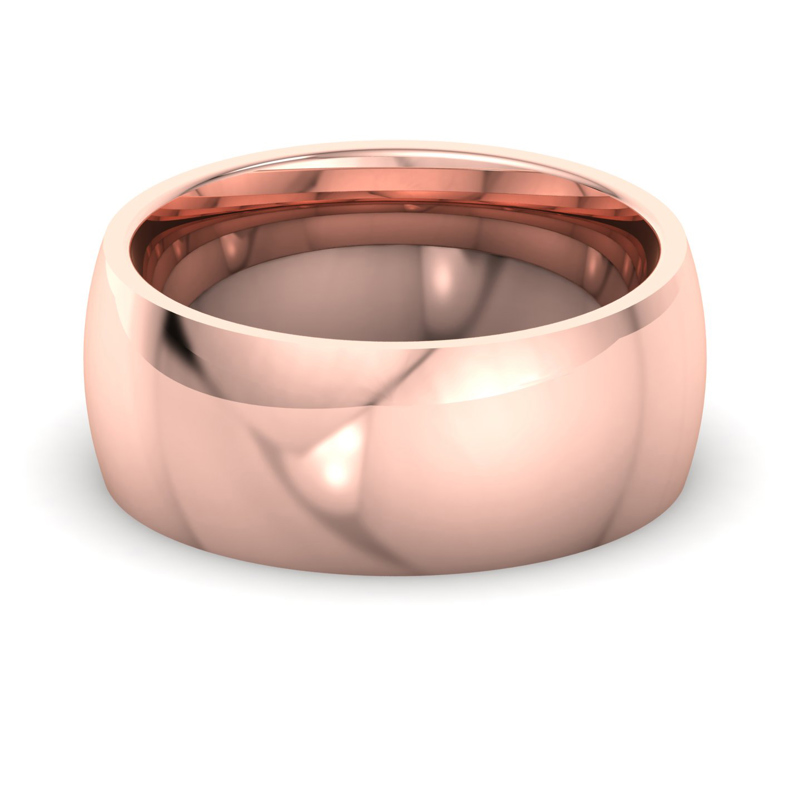 14k Rose Gold 8mm Heavy Dome Comfort Fit Band
