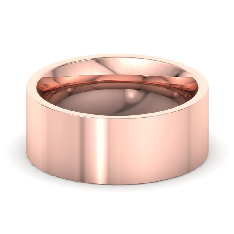 14k Rose Gold 8mm Heavy Flat Comfort Fit Band