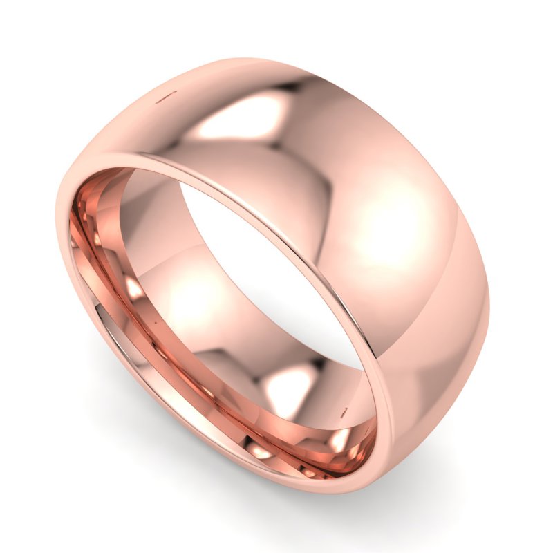 14k Rose Gold 8mm Heavy Low Dome Comfort Fit Band