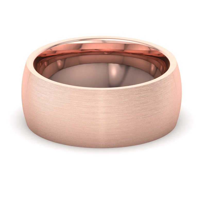 14k Rose Gold 8mm Satin Heavy Dome Comfort Fit Band