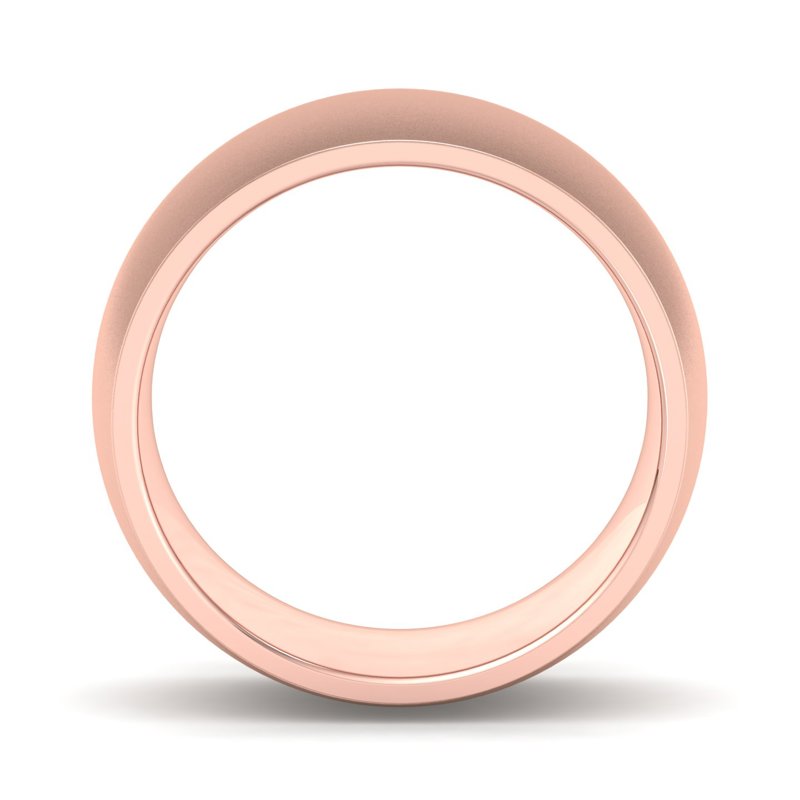 14k Rose Gold 8mm Satin Heavy Dome Comfort Fit Band
