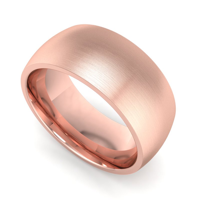 14k Rose Gold 8mm Satin Heavy Dome Comfort Fit Band