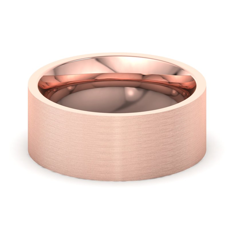 14k Rose Gold 8mm Satin Heavy Flat Comfort Fit Band
