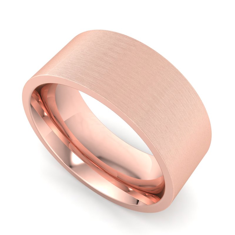 14k Rose Gold 8mm Satin Heavy Flat Comfort Fit Band