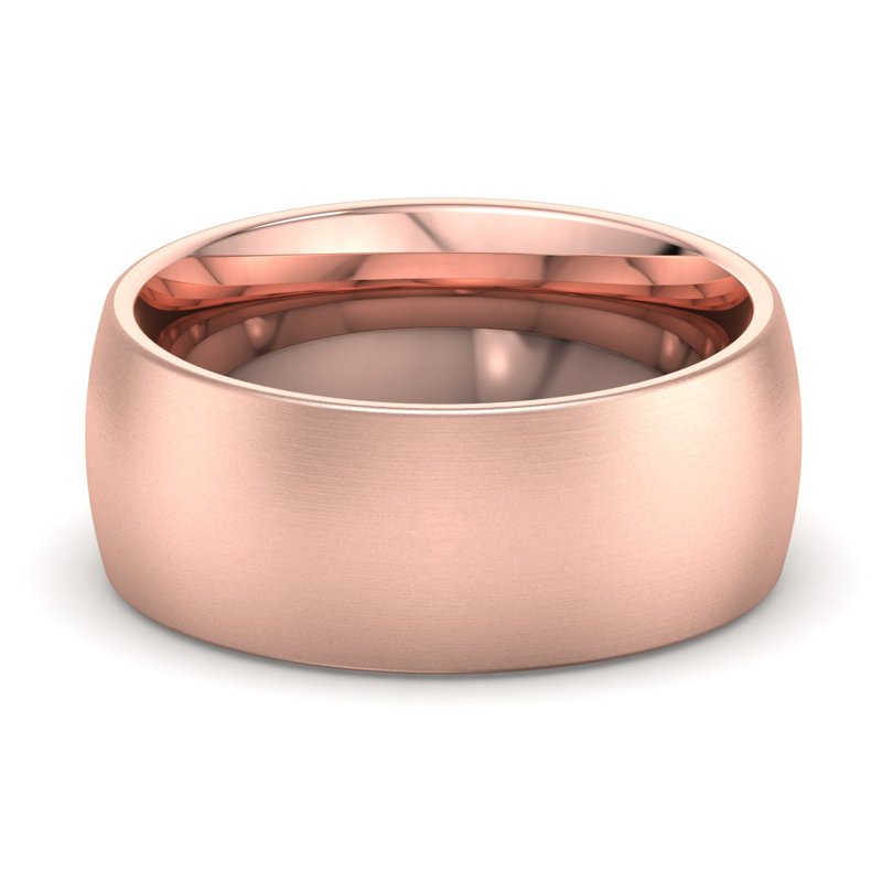 14k Rose Gold 8mm Satin Heavy Low Dome Comfort Fit Band