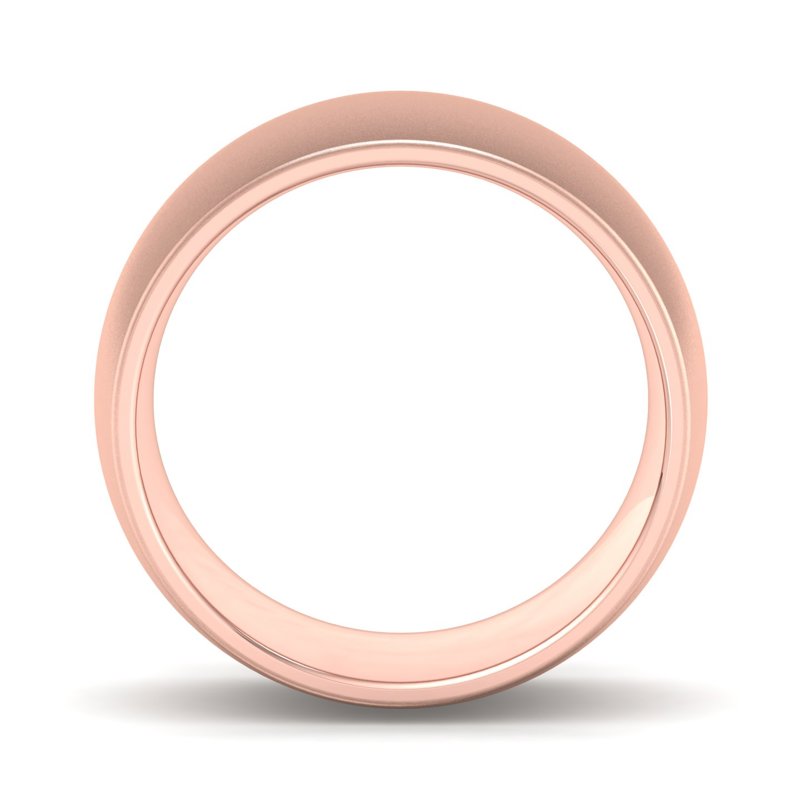 14k Rose Gold 8mm Satin Heavy Low Dome Comfort Fit Band