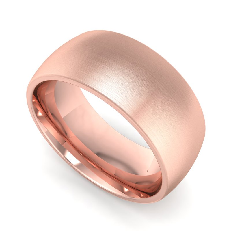 14k Rose Gold 8mm Satin Heavy Low Dome Comfort Fit Band