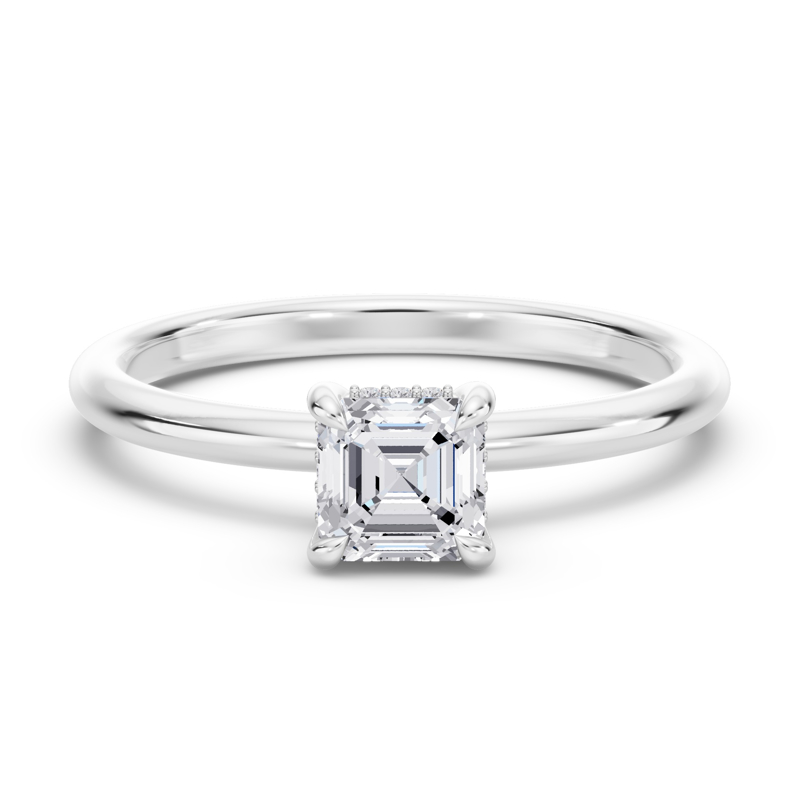 Platinum Novah Heavy Hidden Solitaire & 1ct Asscher Center