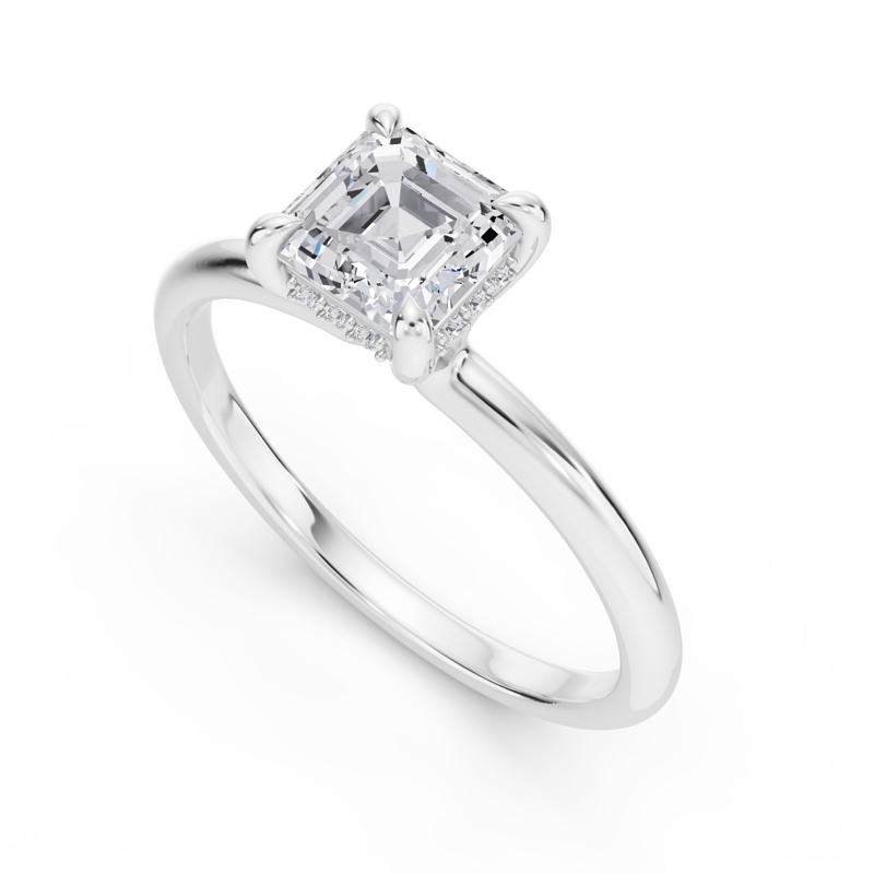 Platinum Novah Heavy Hidden Solitaire & 1ct Asscher Center