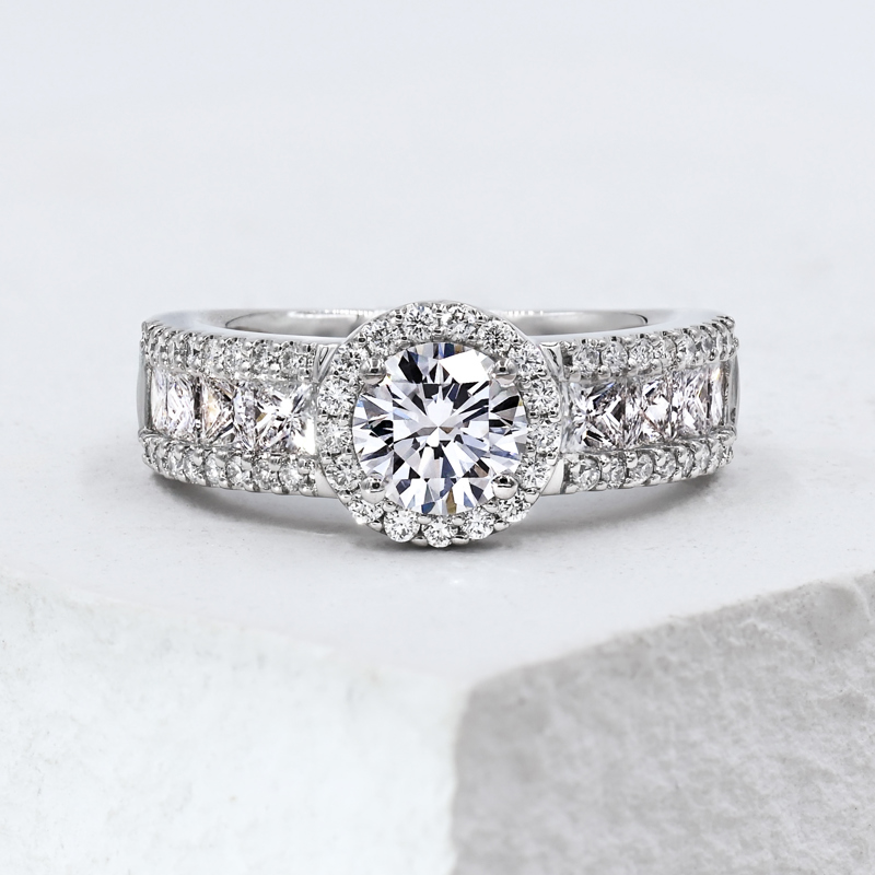 Platinum Three Row Halo (4ctw)