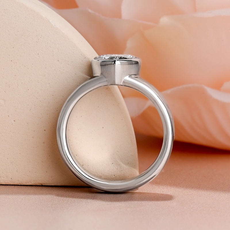Platinum Wide Bezel 1ct Heart Ring