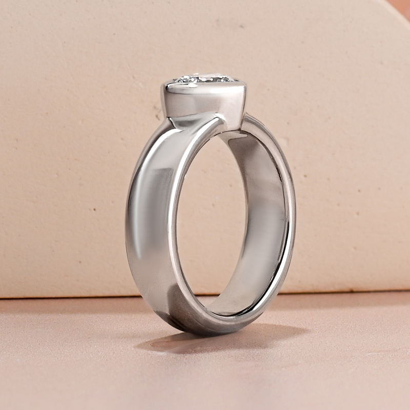 Platinum Wide Bezel 1ct Heart Ring