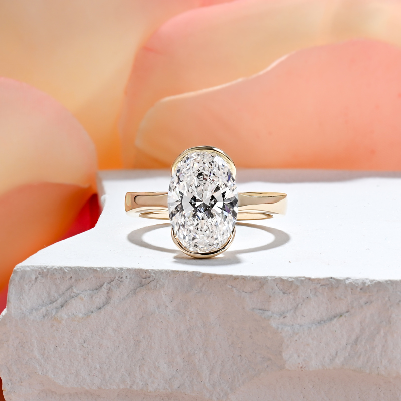 Half Bezel Modern 3ct Oval Solitaire