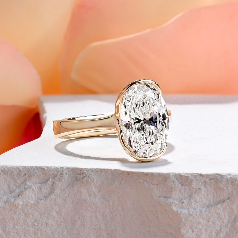 Half Bezel Modern 3ct Oval Solitaire