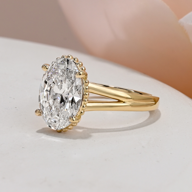 Custom Split Shank Milgraine 3-1/4ct Oval Halo Solitaire