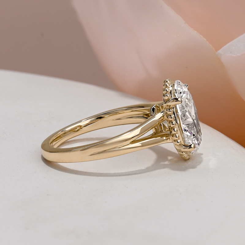 Custom Split Shank Milgraine 3-1/4ct Oval Halo Solitaire