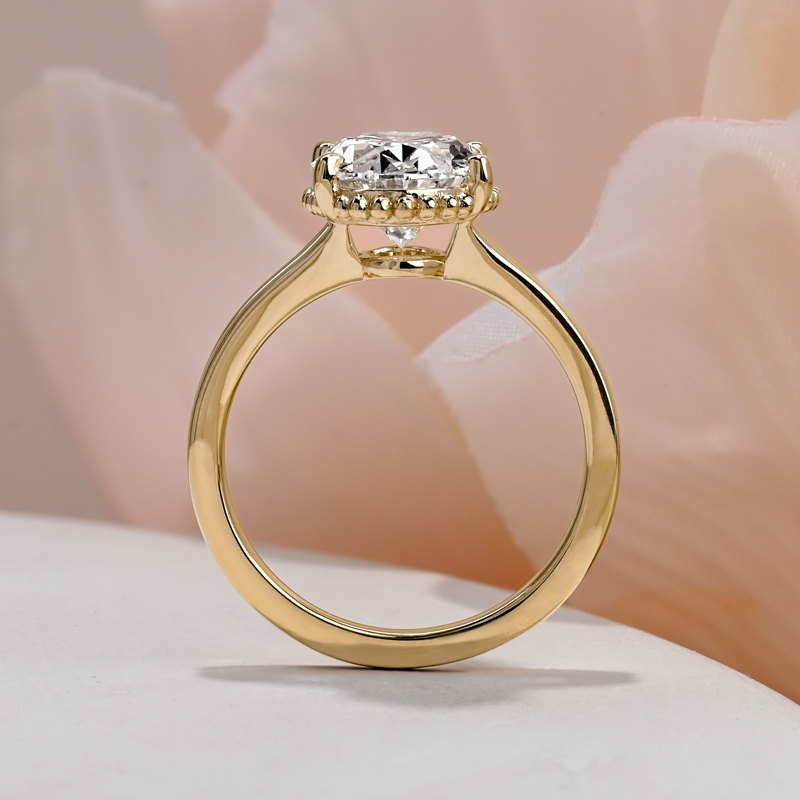 Custom Split Shank Milgraine 3-1/4ct Oval Halo Solitaire