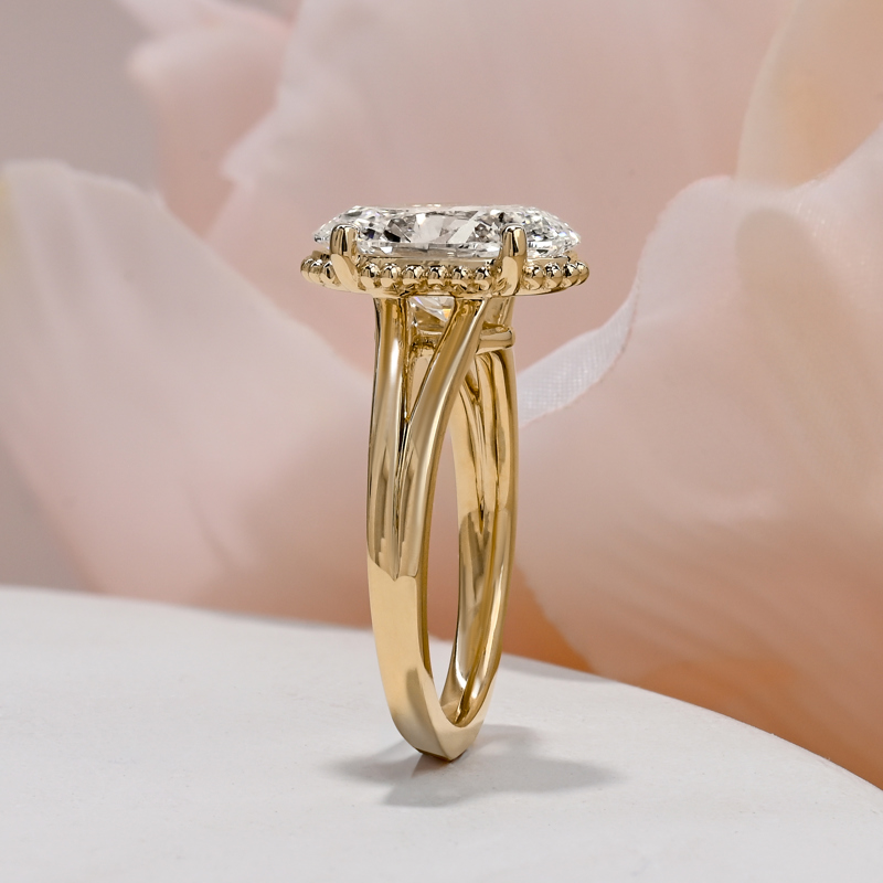 Custom Split Shank Milgraine 3-1/4ct Oval Halo Solitaire