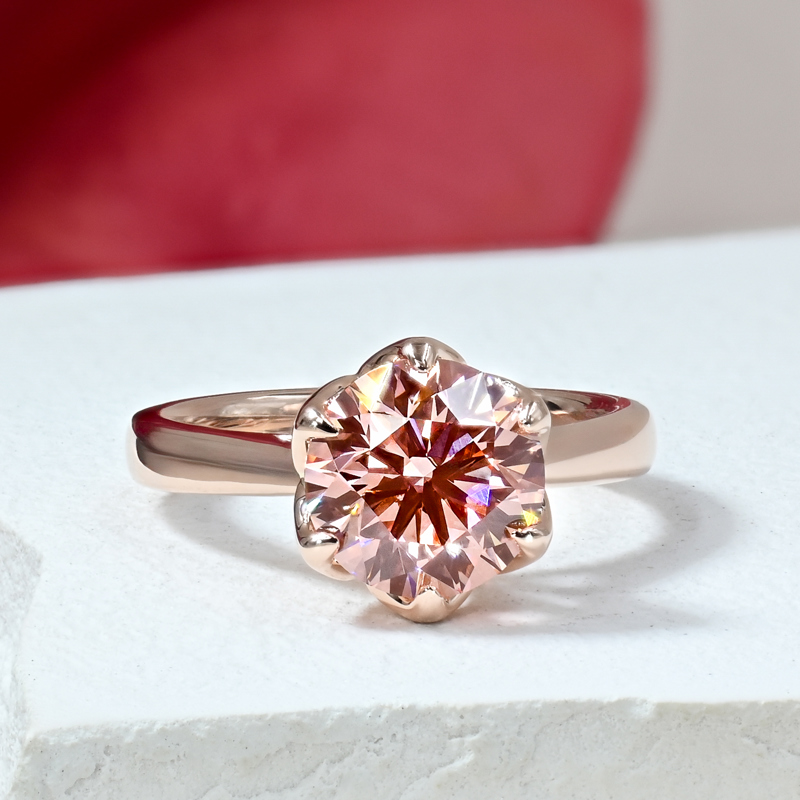 Rose Gold Tulip 2ct Pink Diamond Solitaire