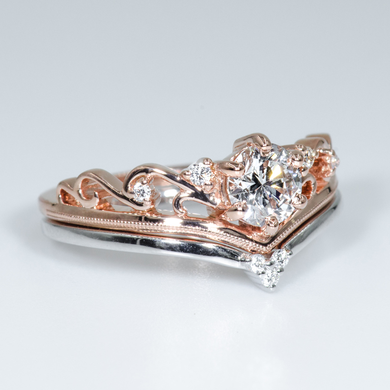 Swirl Rose & White 1ct Round