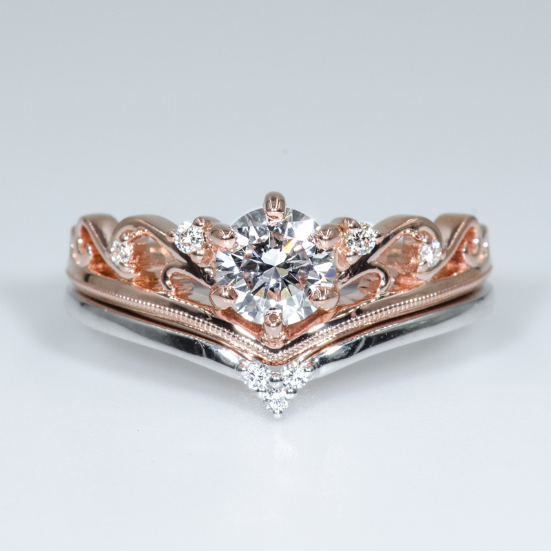 Swirl Rose & White 1ct Round