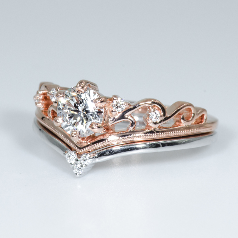 Swirl Rose & White 1ct Round