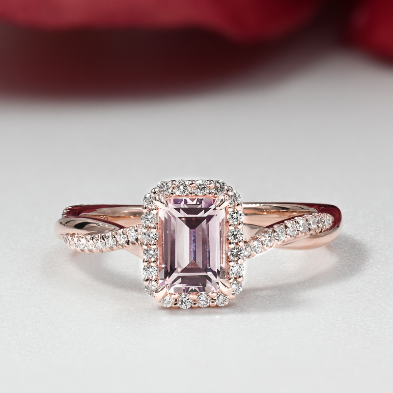Pink Emerald Sapphire Twist Halo