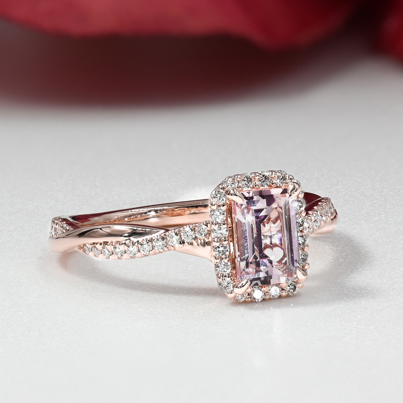 Pink Emerald Sapphire Twist Halo