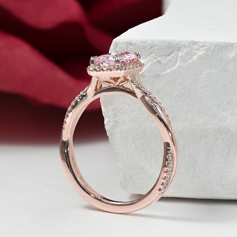 Pink Emerald Sapphire Twist Halo