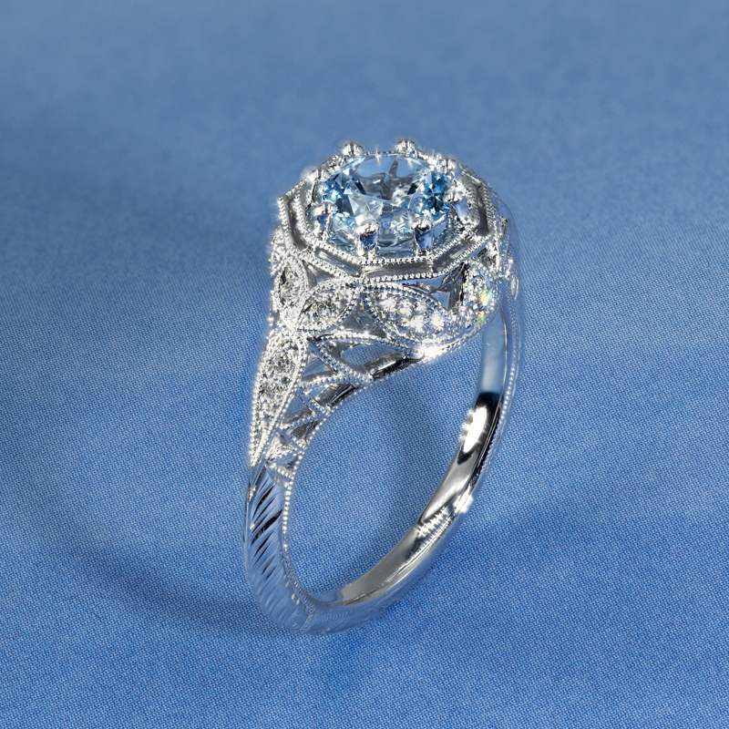 Blue Topaz Art Deco Ring
