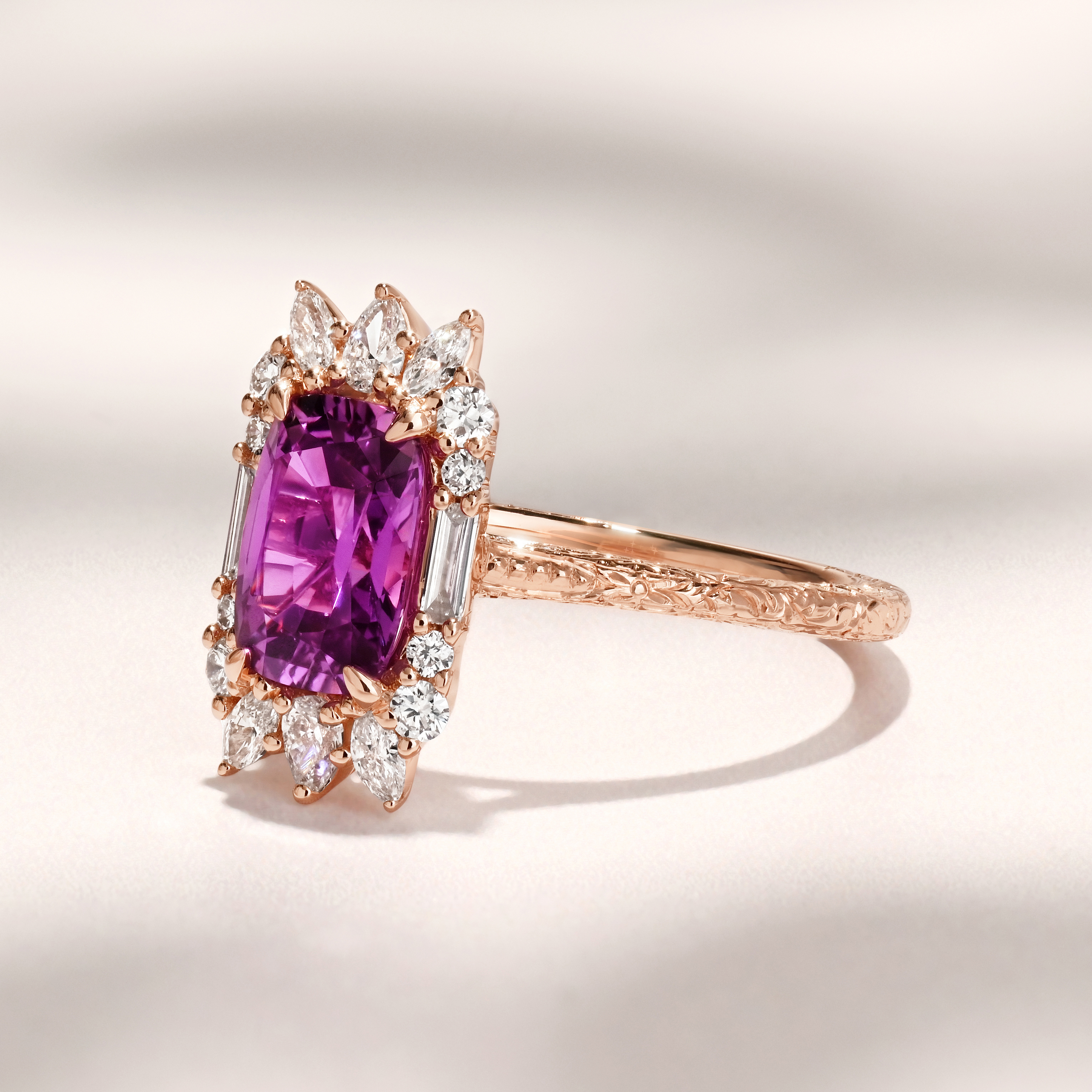 Phoenix Ring I 1.71ct Long Cushion Pink Sapphire